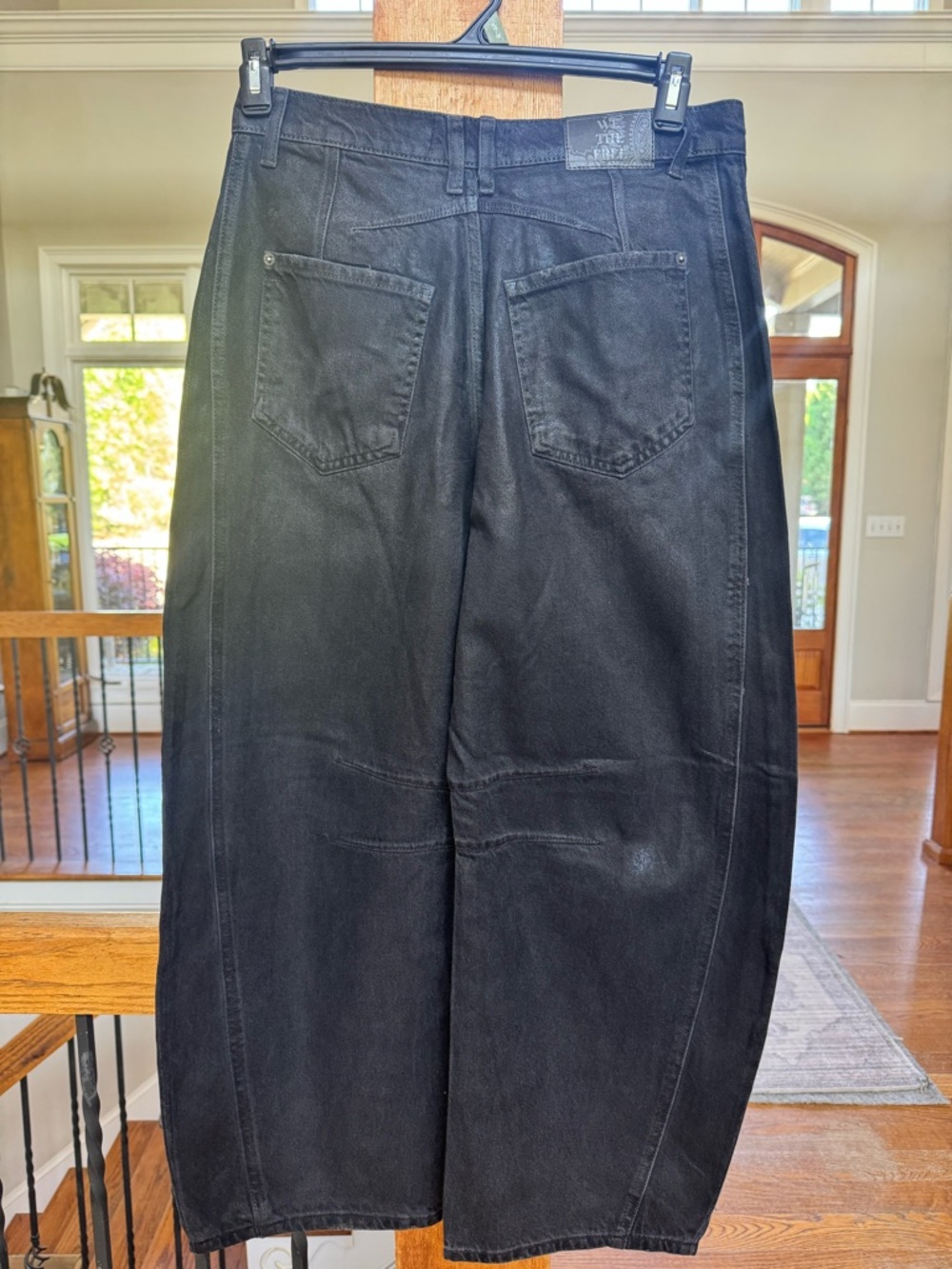 Free People We The Free Good Luck Black Coated midrise Barrel Jeans - Picture 2 of 9